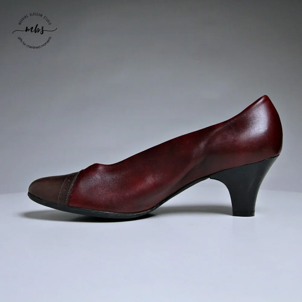 EUC BeautiFeel Calla Cap Toe Pumps‎ in Burgundy Women Size EU 42